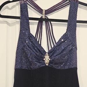 Stunning Royal Blue Velvet W Sequins Dress Size 3/4